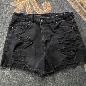 American Eagle faded black distressed shorts